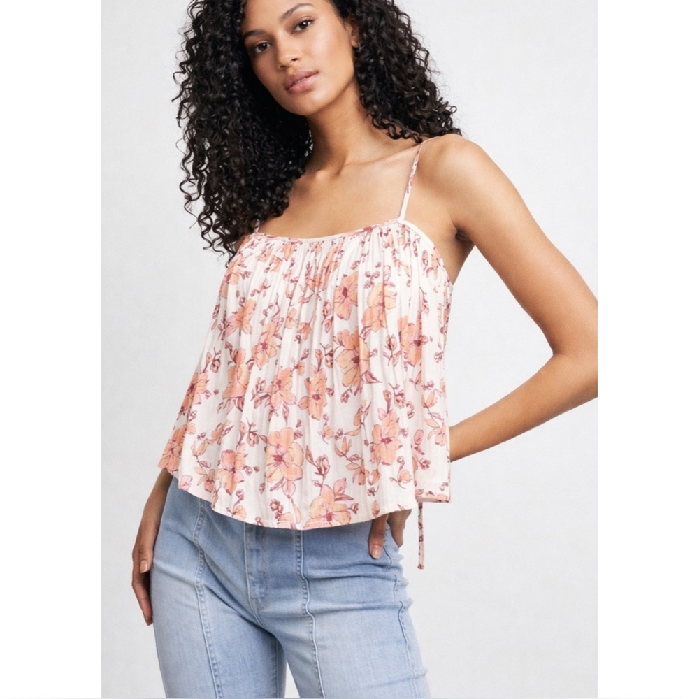 FREE PEOPLE | Sweet Pea Babydoll Y2K Floral Tank Top in Ivory Combo, Size XS